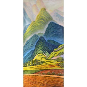 装饰画客厅卧室玄关餐厅酒店无框油画布画芯欧式巨人山背靠山风景