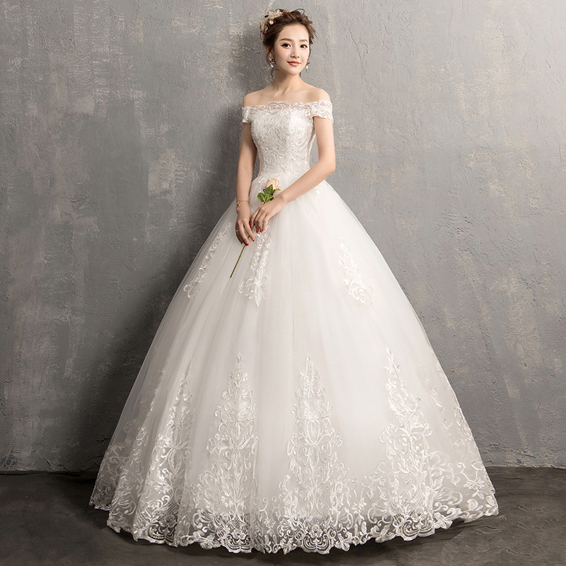 Sen family one word Wedding dress full dress 2020 new pattern Qi Di bride Korean Dream Show thin Simplicity Large pregnant womanin the Women's clothing/Boutique , Wedding/Cheongsam/Formal dress , Wedding category - from Buy2taobao.com to provide professional Taobao agent buy service