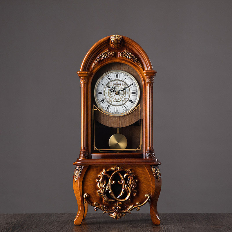 大气欧式复古座钟创意客厅摆件桌面时钟家用台钟个性时尚台式钟表
