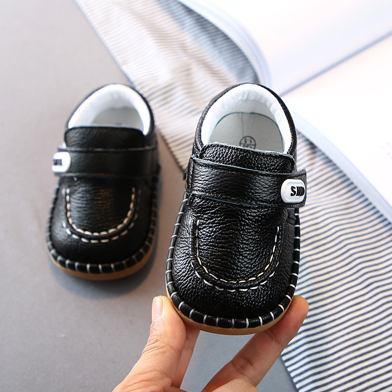 男宝宝鞋子0-1-2一3岁春款软底防滑学步鞋婴儿真皮鞋透气小童单鞋
