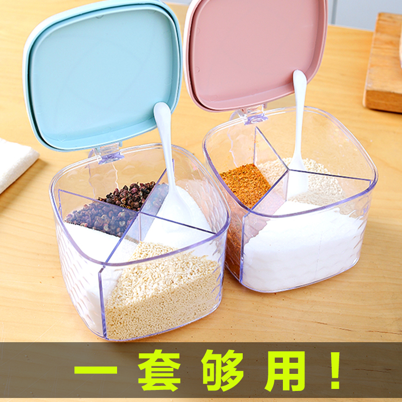 厨房盐糖味精调料盒四格一体带盖套装家用组合装北欧创意调味罐子|ruв категории кухня/посуда, кухонный Гаджет/кухня хранения, тарного хранения/кухня хранения посуды, приправы бутылки - от Buy2taobao.com для оказания профессиональной услуги покупки агента Taobao