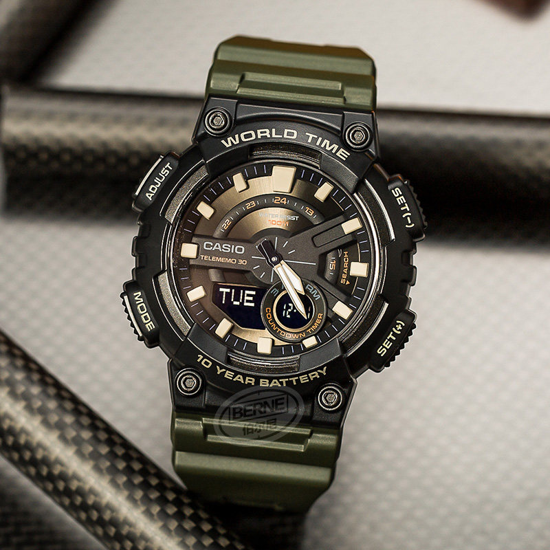 casio卡西欧手表男学生运动黑武士黑暗之心电子表限量aeq110w3a