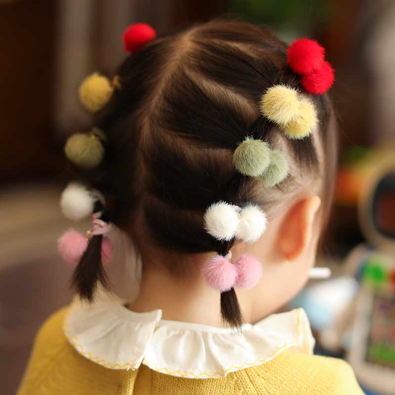 儿童毛球球宝宝扎小揪揪头绳女韩国韩版洋气可爱小孩皮筋发绳头饰