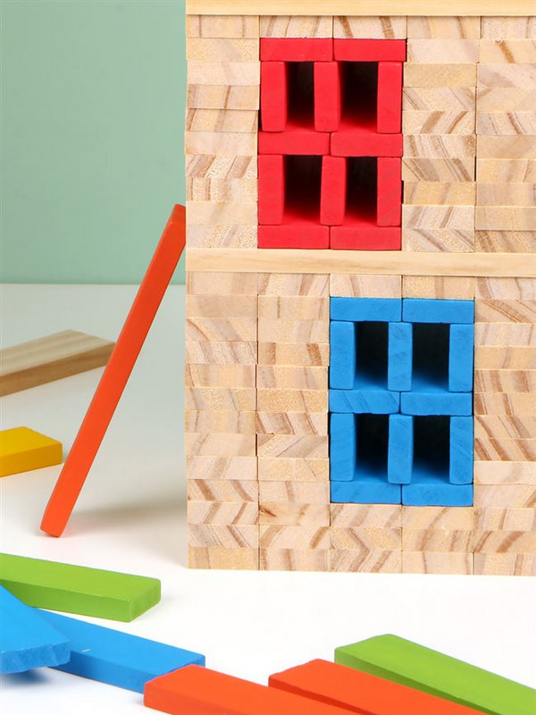 搭建玩具木头幼儿园建构区房屋积木原木建筑拼搭建构