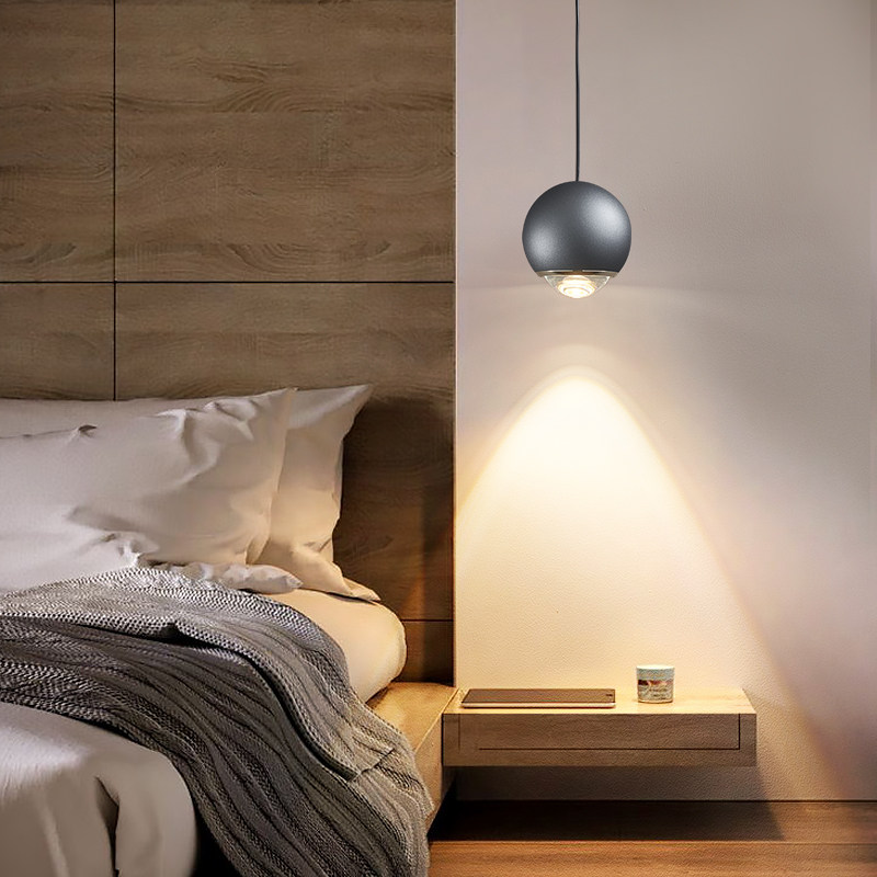 松伟天珠床头单头吊灯网红卧室线灯轻奢极简主卧室书房可伸缩吊灯