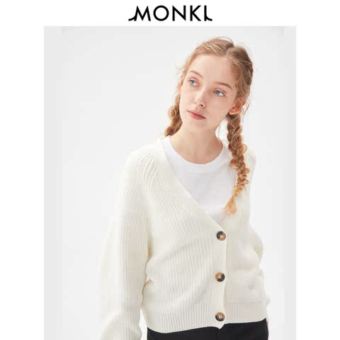 MONKI2019秋冬新款 紫色开衫女士毛衣外套加厚针织衫女 0688182