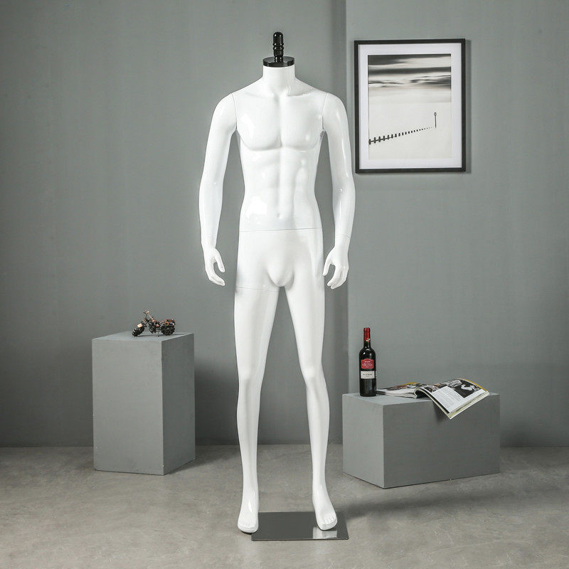 道具服装拍摄假人全身无头男站模坐橱窗亮白服装模特