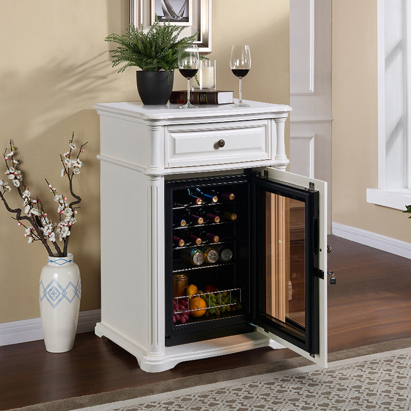 详情锦庄中式雕花红酒柜红木色可定制存酒柜恒温冷藏茶叶保鲜柜进入