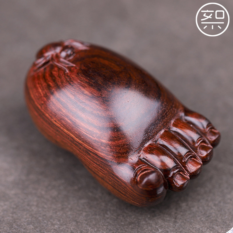 絮旧知足常乐手把件正宗海南黄花梨小脚丫文玩把玩物件手玩把件