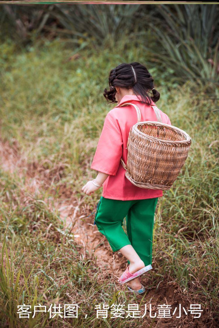 手工竹背娄竹编竹子背篓背框收纳筐舞蹈道具小背篼大人买菜竹筐.