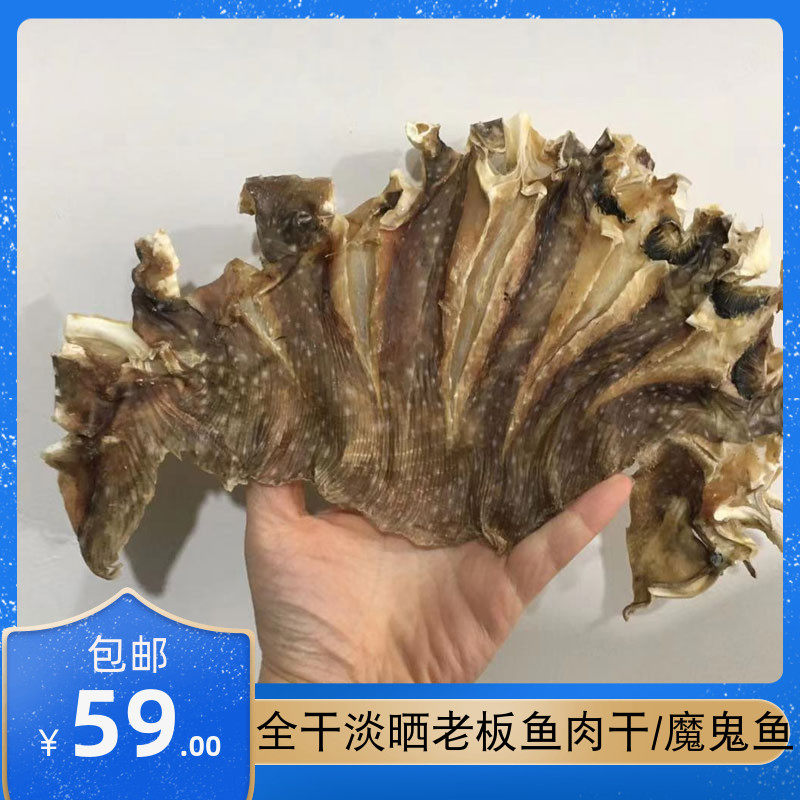淡晒全干魔鬼鱼肉干毯魟皮鱼干老板鱼鳐鱼夫鱼蝠噴干货野生散装