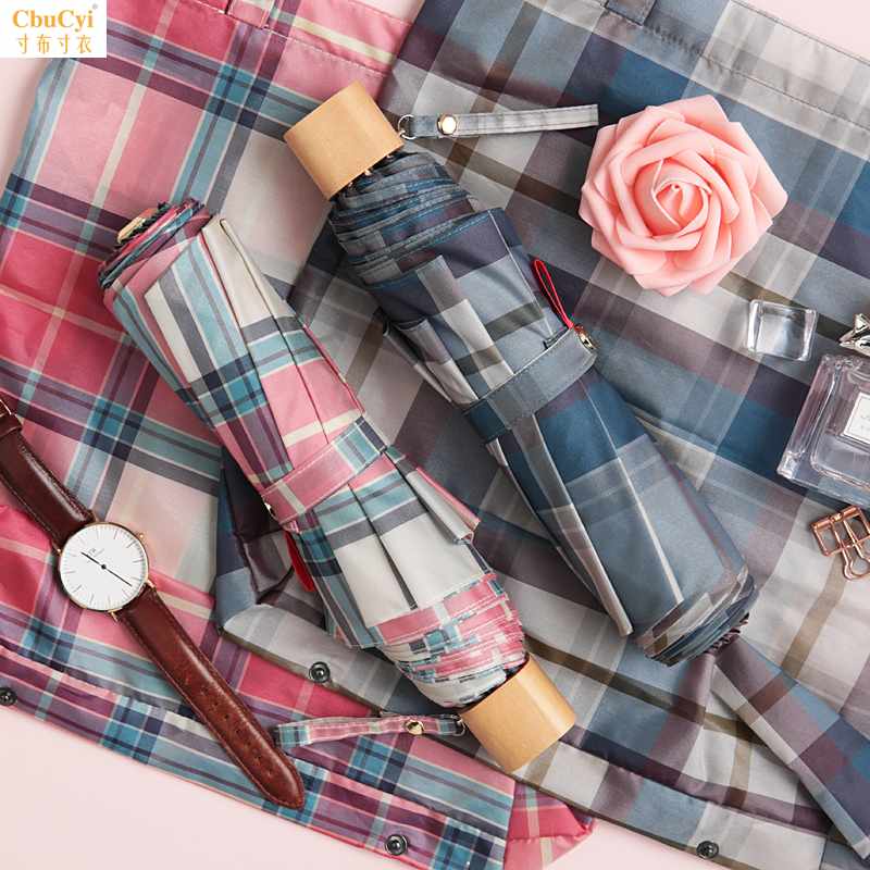 Retro lattice Ultralight fold Umbrella rain or shine Dual use Wooden handle originality environmental protection Storage Shopping bag Windproof umbrellain the Home Daily , Umbrella/Rain gear/Rain/Moistureproof , Umbrella category - from Buy2taobao.com to provide professional Taobao agent buy service