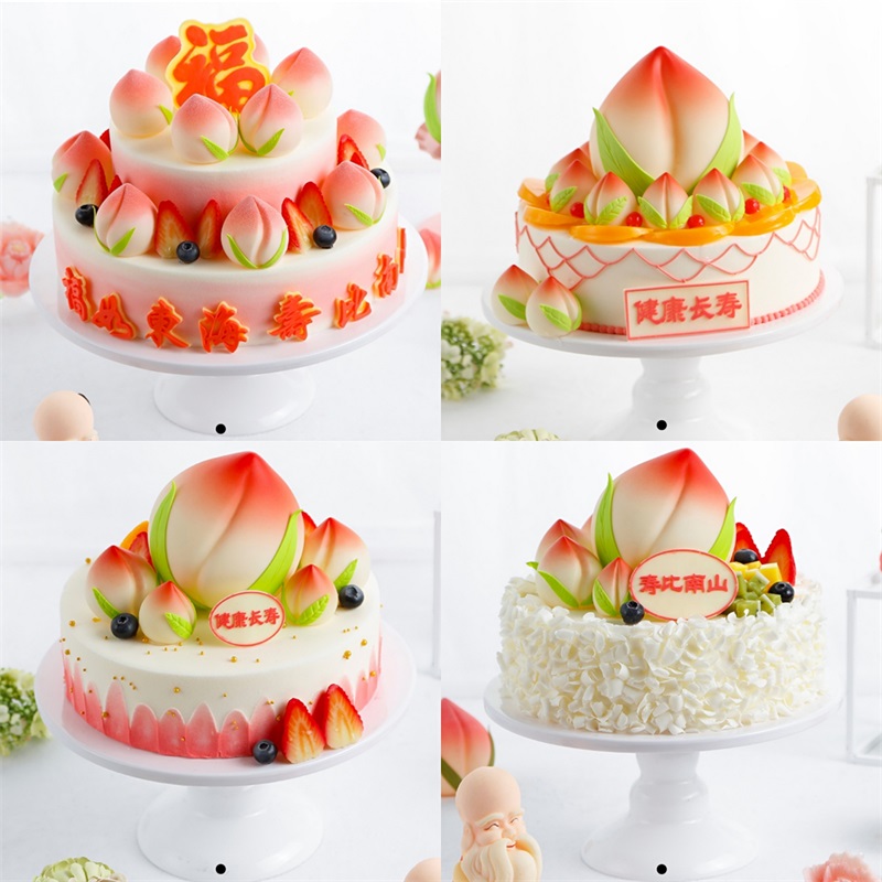 寿桃祝寿生日蛋糕模型仿真2021新款网红个性水果假蛋糕样品可定制