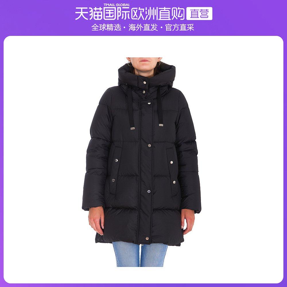 欧洲直邮moncler盟可睐女士黑色长袖拉链连帽羽绒服经典潮流时尚