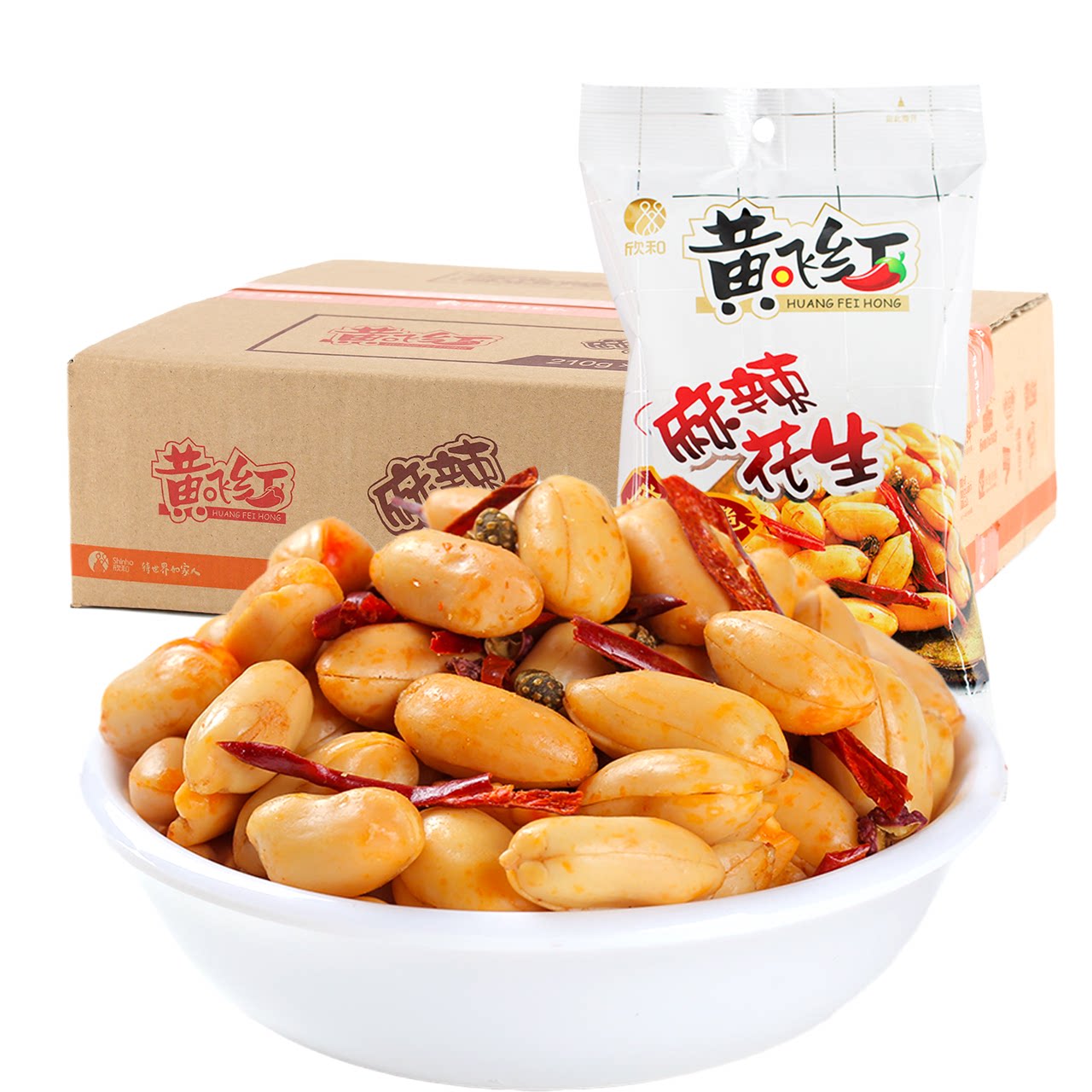 黄飞红黄飞鸿麻辣花生米整箱坚果炒货休闲食品网红零食山东省特产