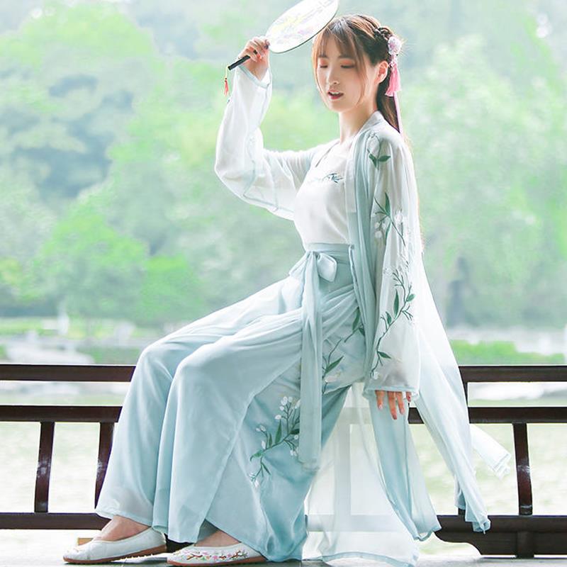 热销古装女仙女 薄纱_宋制汉服女旋裙改良公主仙女薄纱学生褙子宋裤三