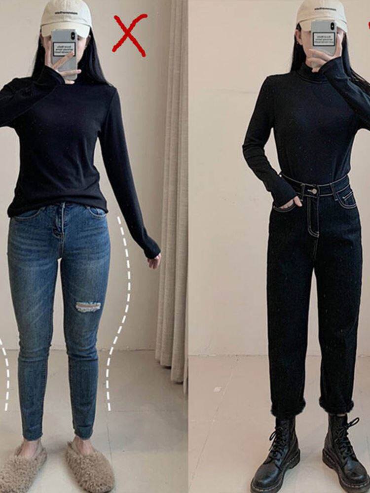 唯美靓丽大码女装梨形身材裤子女大码牛仔裤宽松直筒胖mm高腰显瘦