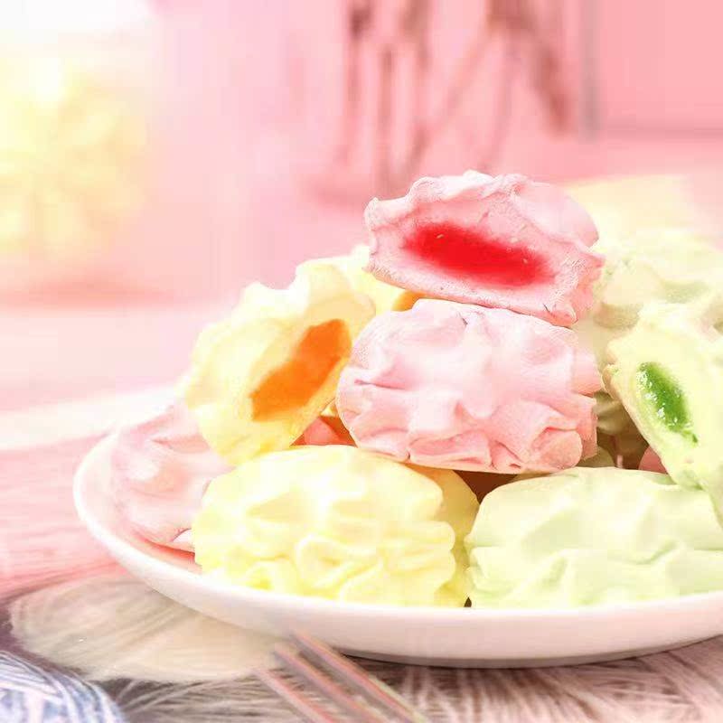 曲奇形夹心棉花糖爆浆软糖网红儿童零食婚庆喜糖果散装休闲食品