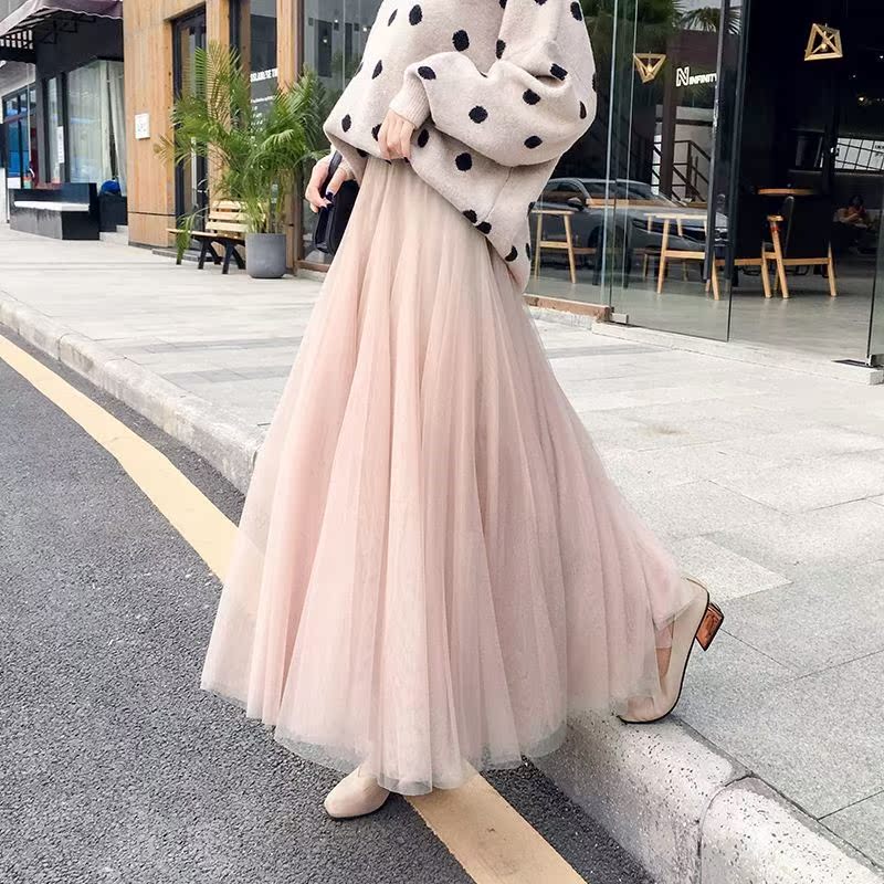 网纱裙半身裙女秋冬款仙女裙中长款百搭a字裙学生韩版冬裙大摆裙|ruв категории Женская одежда, юбка - от Buy2taobao.com для оказания профессиональной услуги покупки агента Taobao