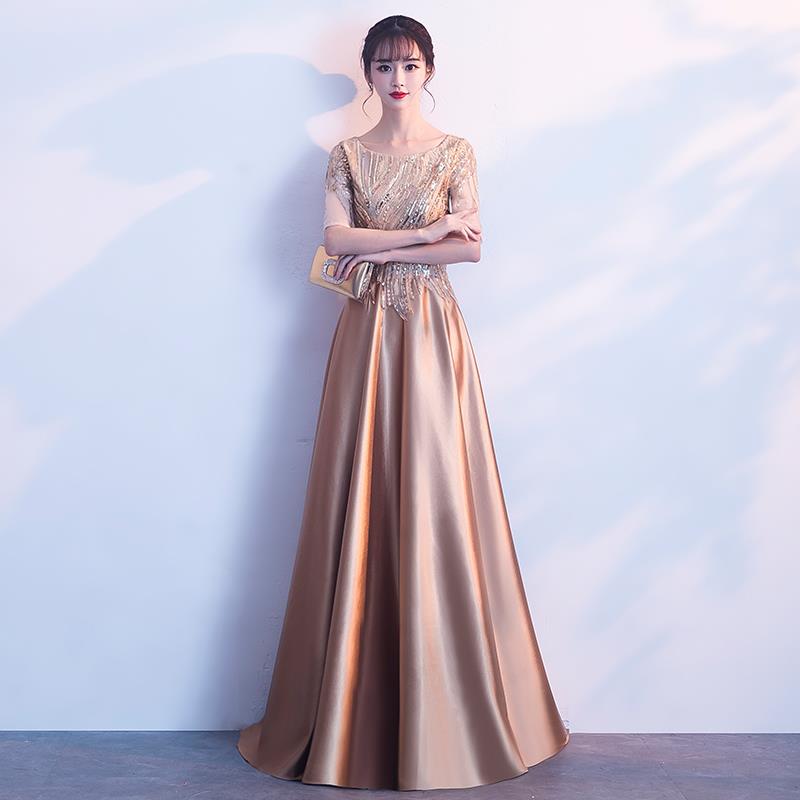合唱團演出服宴會晚禮服裙女2019高貴金色亮片長款主持人氣質新款在類目 女裝/女士精品, 婚紗/旗袍/禮服, 禮服/晚裝中 - 來自Buy2taobao.com提供專業的淘寶代購服務
