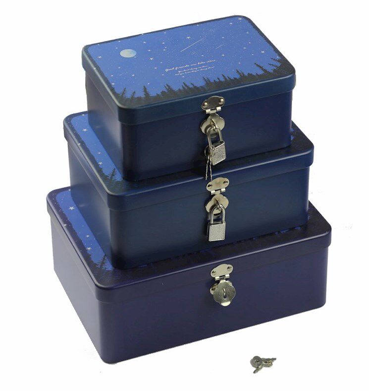 铁盒子小带锁密码的放装钱箱子安全防盗收纳多功能家用硬币储物小