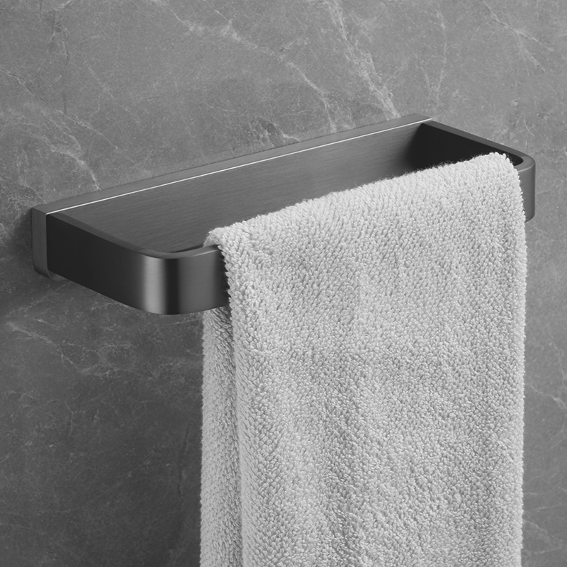 浴室加厚全铜毛巾架小尺寸高端枪灰色