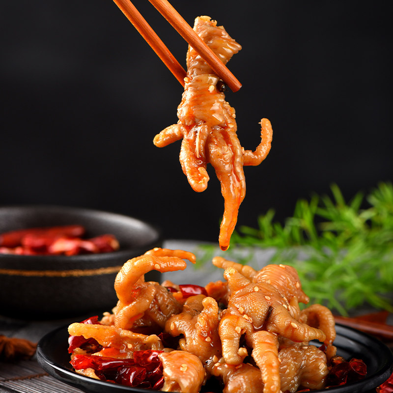 鸡爪 香辣味_香辣无骨鸡爪即食袋装网红零食去骨凤爪特产肉食熟食脱骨