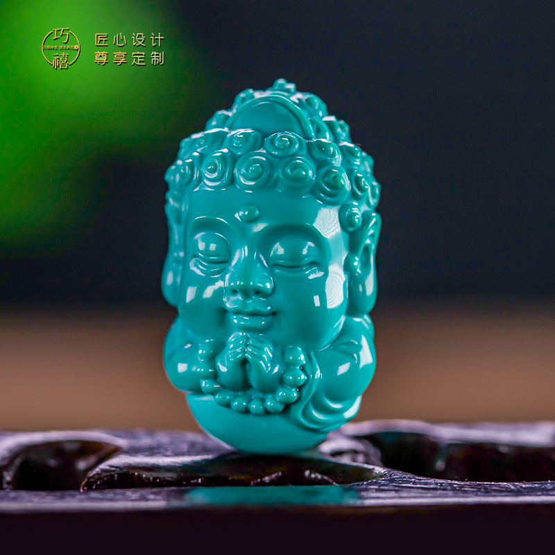 巧喜九如玉雕 湖北天然原礦綠松石雕刻件寶寶佛吊墜背雲DIY配飾在類目 飾品/流行首飾/時尚飾品新, 半宝晶石, 绿松石, DIY配件中 - 來自Buy2taobao.com提供專業的淘寶代購服務