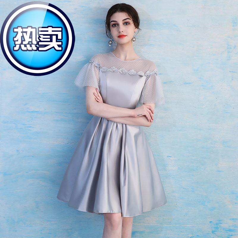 伴娘服2018新款韓版t灰色中袖伴娘團姐妹裙短款連衣裙修身晚禮服在類目 女裝/女士精品, 婚紗/旗袍/禮服, 禮服/晚裝中 - 來自Buy2taobao.com提供專業的淘寶代購服務