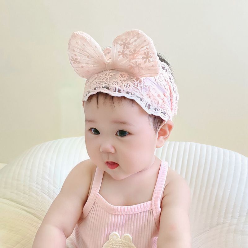 蝴蝶结公主婴儿发带护囟门帽小月龄女宝宝0一3一6一12月2024新款