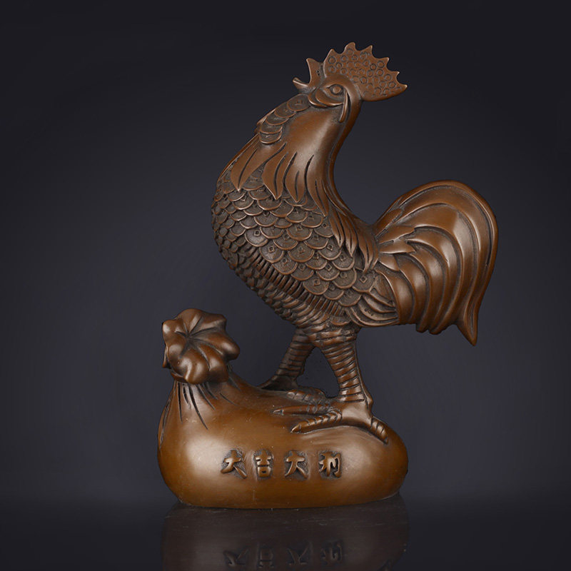 纯铜鸡摆件紫铜大吉大利鸡招财礼品摆件金鸡家居装饰品风水工艺品