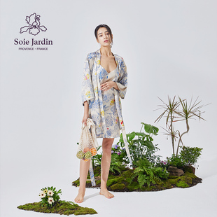 soie jardin3#花园新品热卖款春夏真丝印花桑蚕丝家居服宽松晨袍