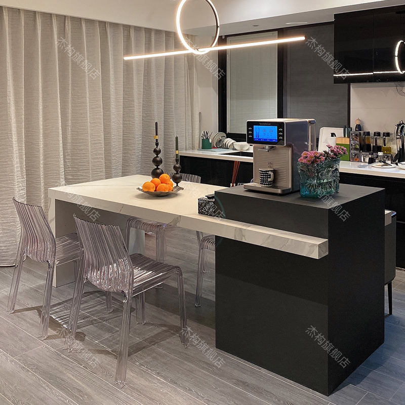 岩板中岛台餐桌一体厨房吧台客厅极简大理石台面岩板板材定制导台