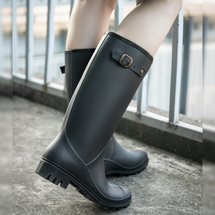 英伦长筒雨靴女款时尚外穿新款胶鞋防滑防水鞋成人水靴高筒雨鞋