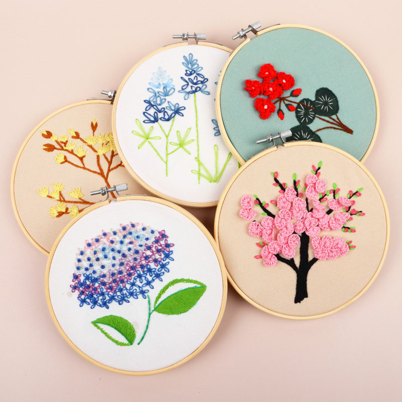 手工自绣diy刺绣材料包苏绣初学戳戳绣礼物绣花绣品初学者丝带绣