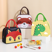 Pupils' lunch box bag portable insulated lunch bag large portable hand-held children's cute cartoon canvas lunch bag