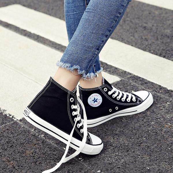 高帮帆布鞋女学生韩版百搭2018秋季新款黑色原宿ulzzang板鞋球鞋