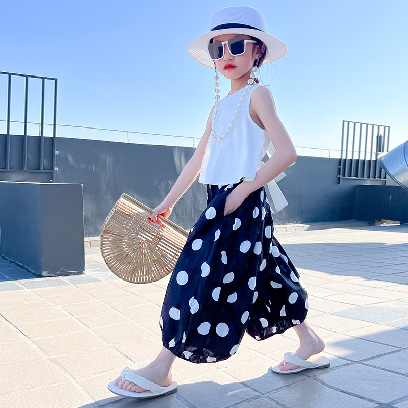 网红女童夏装套装2022中大童装洋气时髦酷帅穿搭小女孩夏季两件套