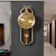 高端大气黄铜实木新中式挂钟高档客厅家用钟表中式挂墙时钟石英钟