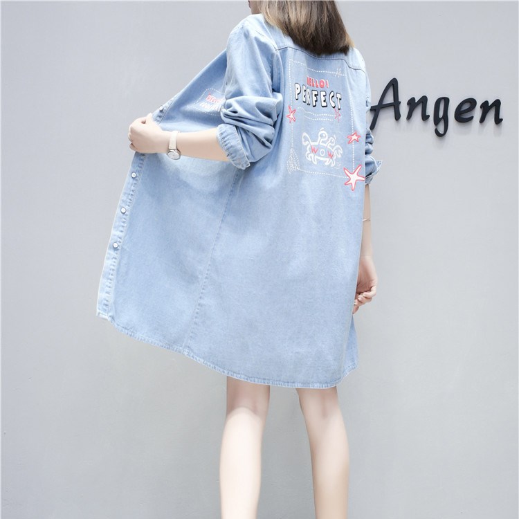 2019新款韩版春秋牛仔外套女长袖中长款宽松显瘦学生外搭bf牛仔褂|ruв категории Женская одежда, рубашка - от Buy2taobao.com для оказания профессиональной услуги покупки агента Taobao