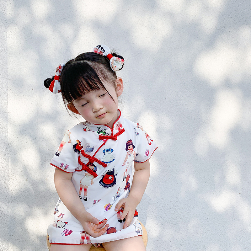 萌C童品2020女童夏装新款连衣裙女宝宝夏季中国风薄款小旗袍洋气|ruв категории Детская одежда, юбки (новый), платье - от Buy2taobao.com для оказания профессиональной услуги покупки агента Taobao