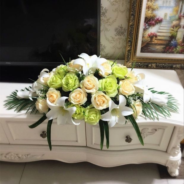 仿真台花塑料假花办公室讲台接待酒店长形餐桌会议桌摆花布置装饰