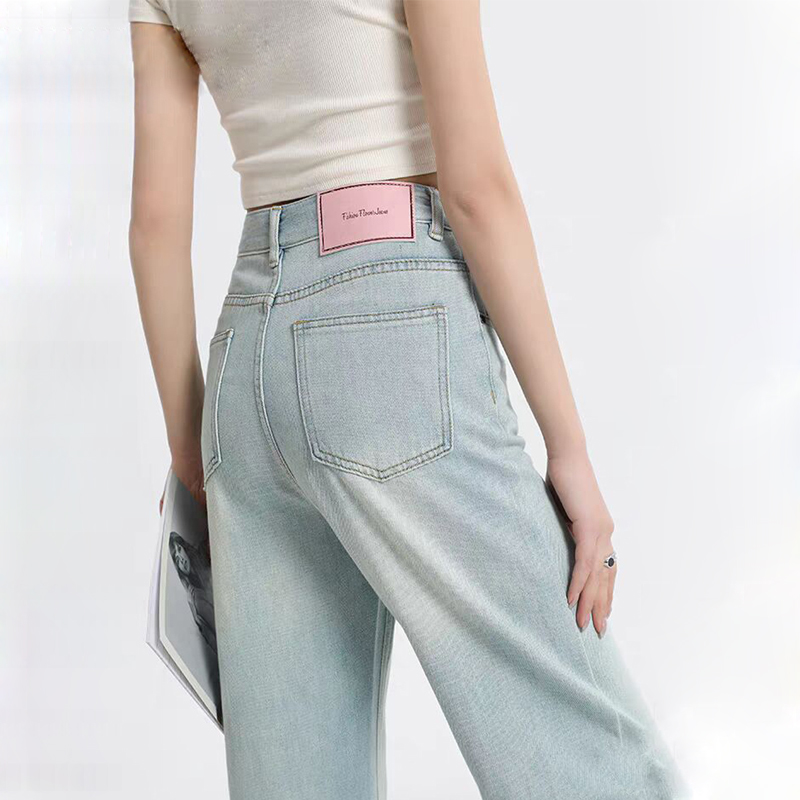 阔腿天丝牛仔裤女2024夏季薄款小个子宽松垂感粉色皮牌冰丝直筒裤