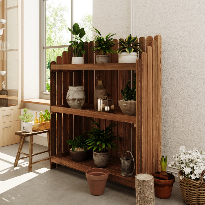 森利乐旗舰店的优惠券大全—室外防腐木花架户外阳台庭院落地式置物架