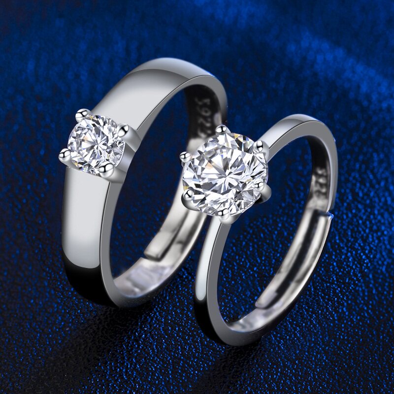 情侣戒指纯银一对男女对戒婚礼仿真钻戒结婚戒指生日简约女生礼物