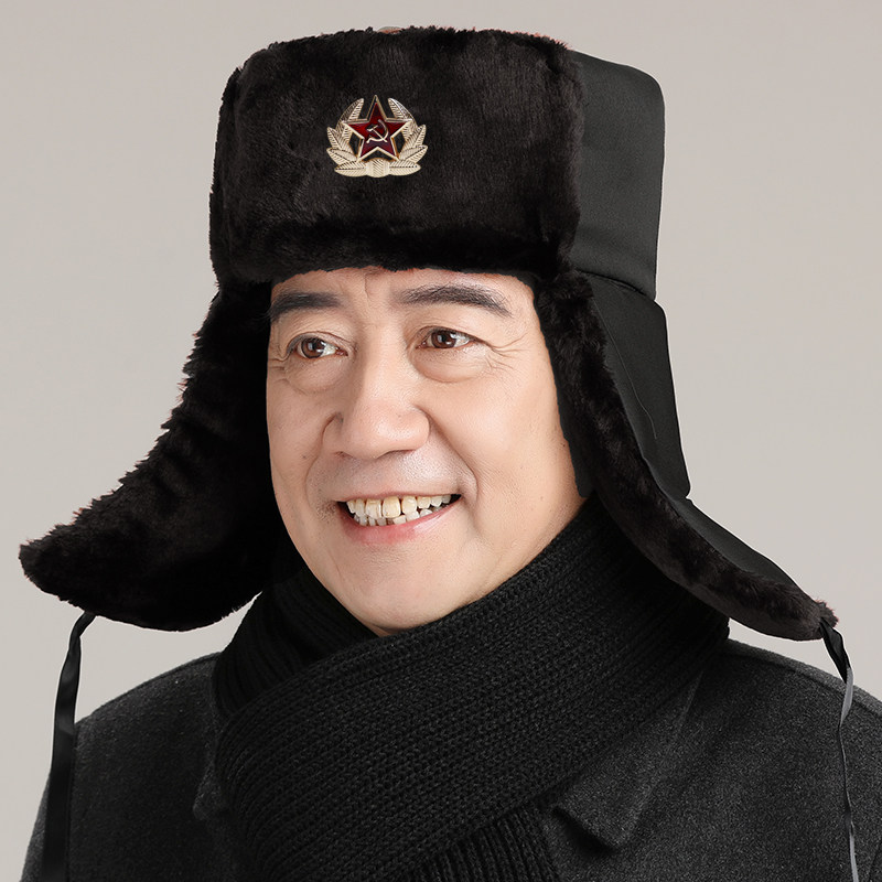 特价棉军帽 加厚_冬季雷锋帽东北防寒中老年人加厚保暖护耳军帽爸爸