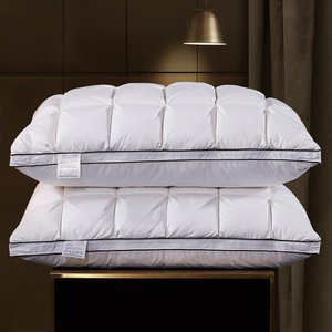100s支纯棉羽绒枕95白鹅绒枕头家用单人双人五星级酒店枕芯一对装