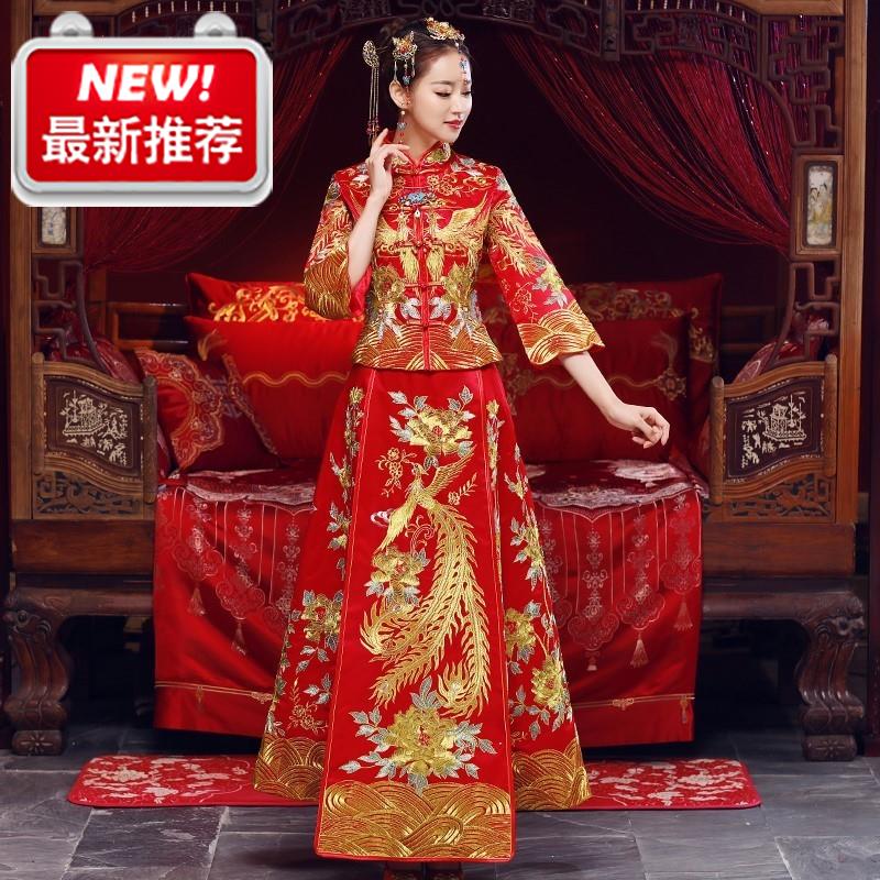 唐装喜服汉服嫁衣凤冠霞6帔拖尾裙摆婚纱礼服春款盖头加厚禾服。在类目 女装/女士精品, 婚纱/旗袍/礼服, 旗袍中 - 来自Buy2taobao.com提供专业的淘宝代购服务
