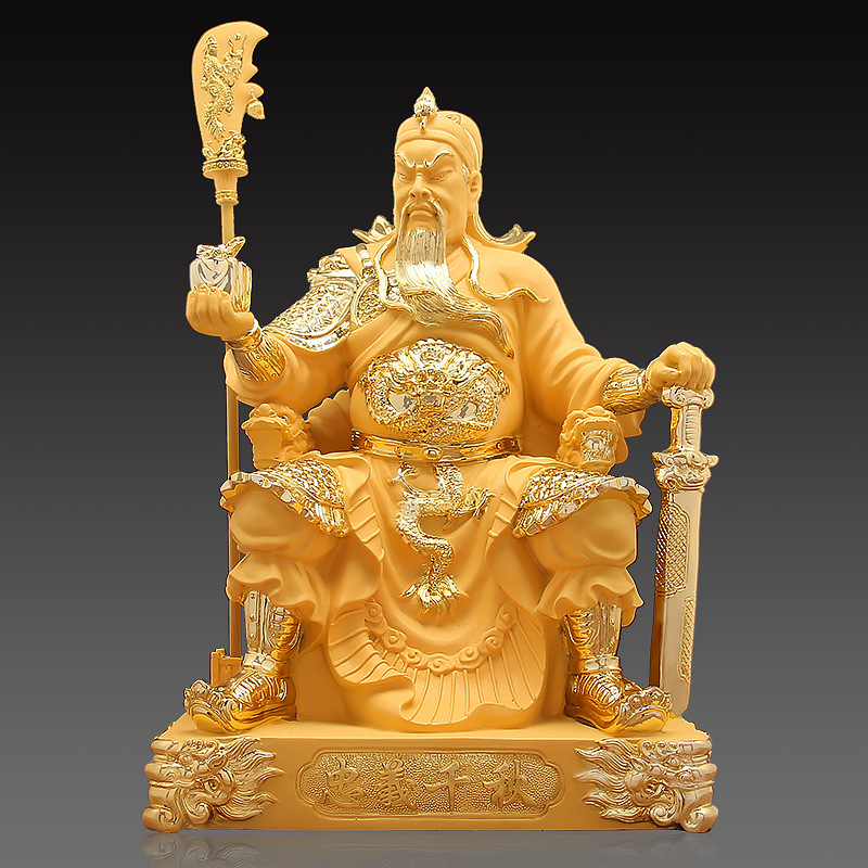 沙金关公摆件武财神关羽关二爷神像家居饰品客厅店铺佛像供奉摆设