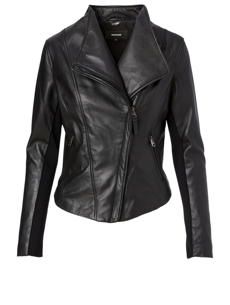mackage  dinah绵羊皮机车短款女款夹克外套修身显瘦机车皮衣